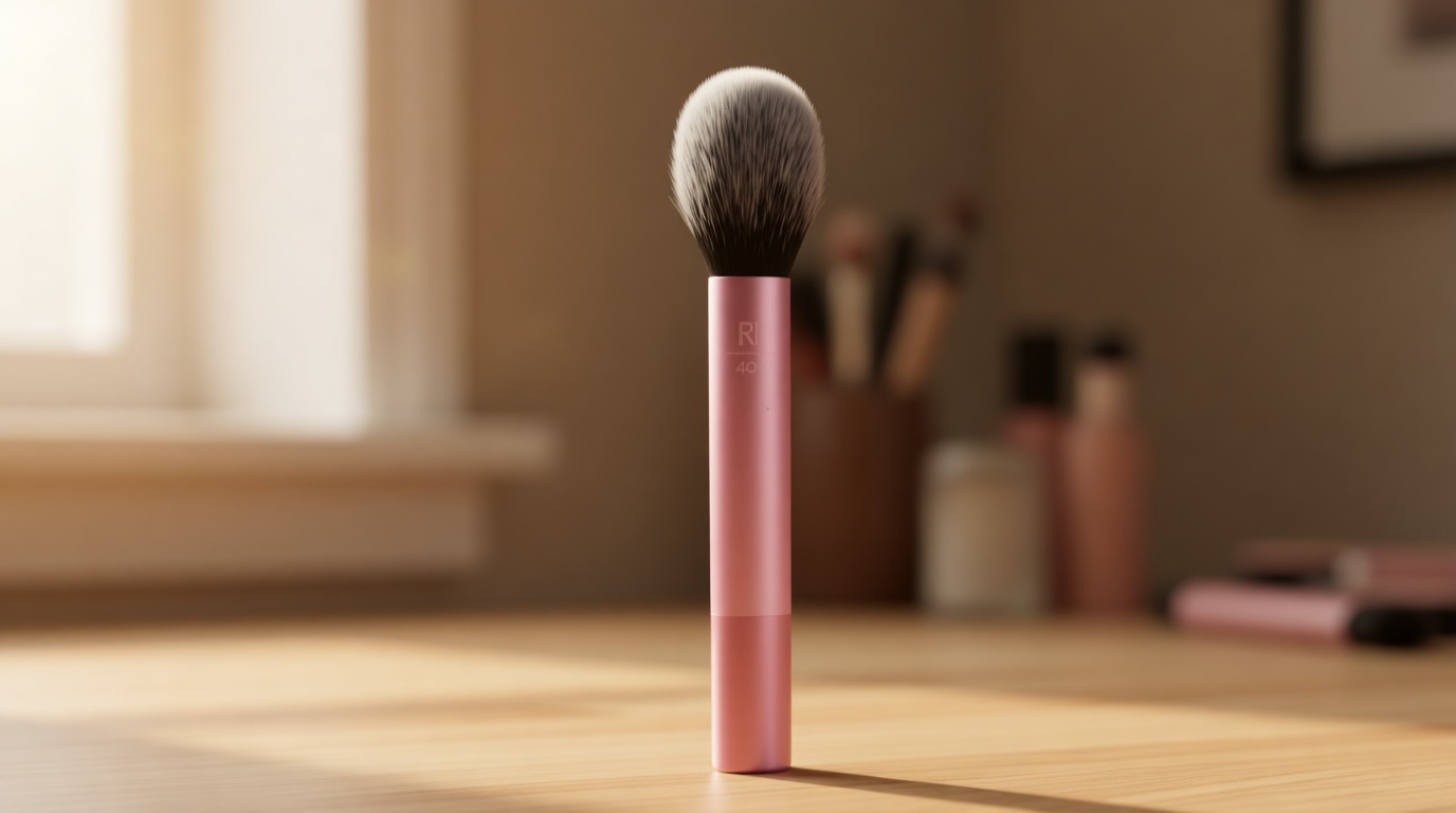 Real Techniques Ultra Plush Blush Makeup Brush, For Loose, Cream, or Pressed Blush, Rosy Glow Cheeks, Fluffy Powder Brush, Aluminum Ferrules, Synthetic Bristles, Vegan & Cruelty Free, 1 Count