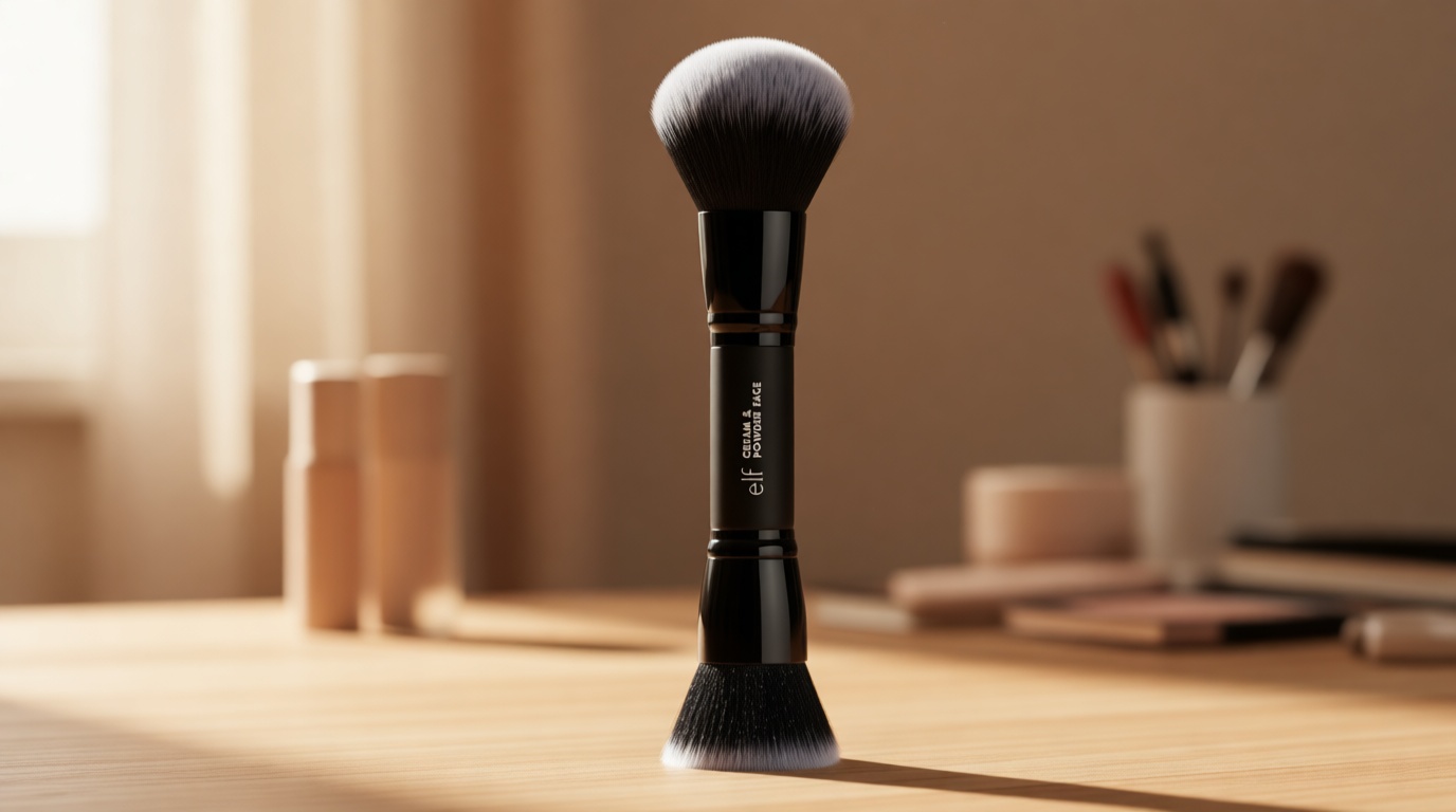 e.l.f. Dual-Ended Cream + Powder Brush, Two-in-One Makeup Brush For Creating A Gorgeous, Airbrushed-looking Complexion, Vegan & Cruelty-free