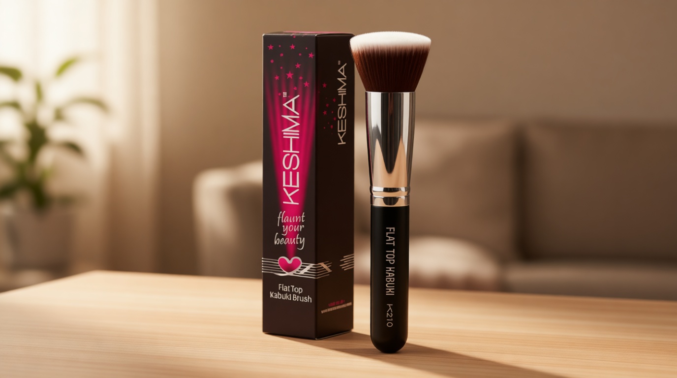 Flat Top Kabuki Foundation Brush By KESHIMA - Premium Makeup Brush for Liquid, Cream, and Powder - Buffing, Blending, and Face - 1.2" Top Diameter