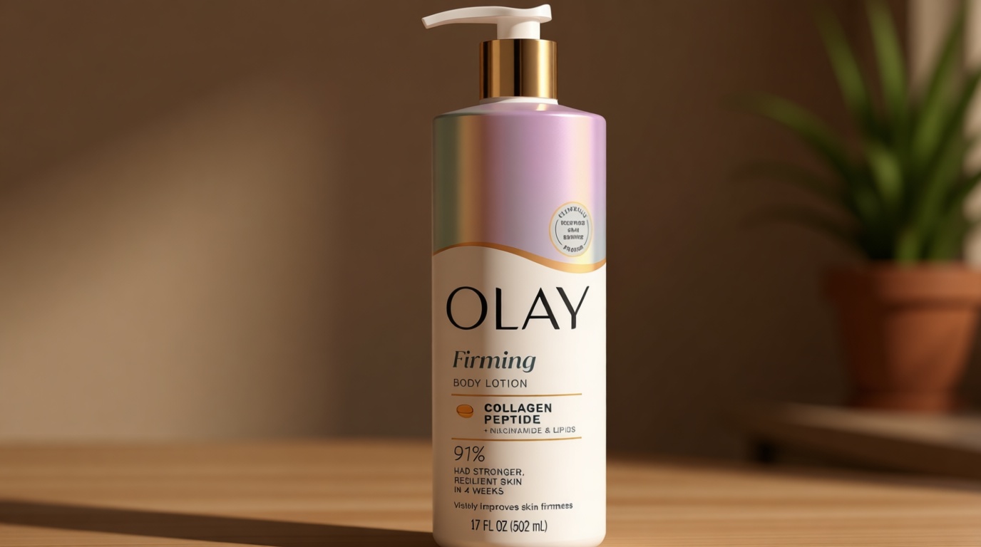 Olay Body Lotion for Women, Firming with Collagen Peptides Serum, Visibly Firmer Skin, 24hr Moisture & Hydration, Fast Absorbing Formula, Vitamin B3 Complex, For All Skin Types, 17 fl oz