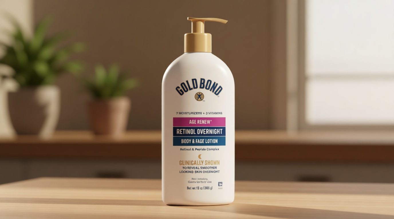 Gold Bond Age Renew Retinol Overnight Body & Face Lotion, Retinol Face and Body Lotion with Peptide Complex, 13 oz