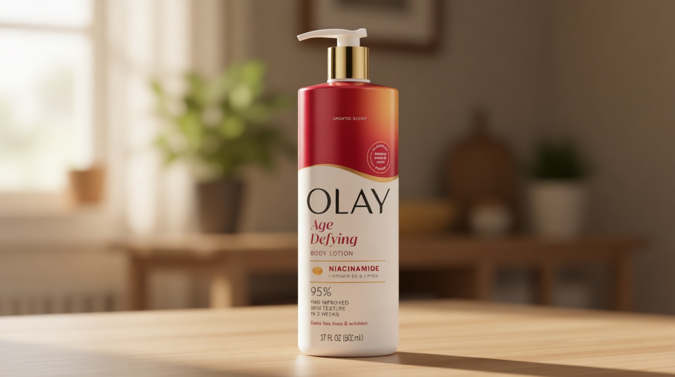 Olay Body Lotion for Women, Age Defying with Niacinamide Serum, Visibly Reduce Signs of Skin Aging, 24hr Moisture & Hydration, Fast Absorbing Formula, Vitamin B3 Complex, For All Skin Types, 17 fl oz
