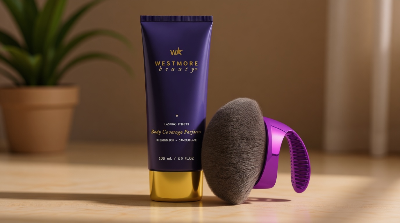 Westmore Beauty Body Coverage Perfector x Blend & Blur Body Brush Kabuki Brush - Waterproof Leg & Body Makeup - Tattoo Cover Up Makeup - 7 Oz Natural Radiance