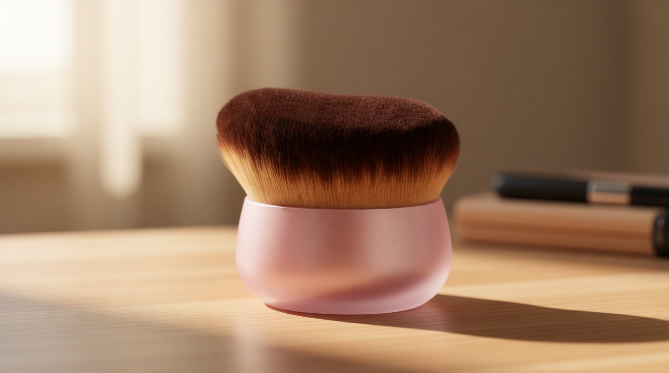 Extra Large Body Makeup Brush For Self Tanner, Leg Makeup &Bronzer Blend,75 mm Wide-headed Kabuki Brush Provides More Even &Pretty Application, Oval Face&Back Makeup Brush, Wet&Dry Use- Pink Rose Gold