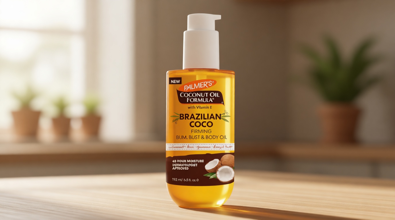 Palmer's Coconut Oil Formula Brazilian Coco Firming Body Oil with Vitamin E, 6.5 Fl Oz, Helps with Skin Tightening & Firming of Bum, Bust & Belly, Provides 48Hr Moisture, Dermatologist Approved