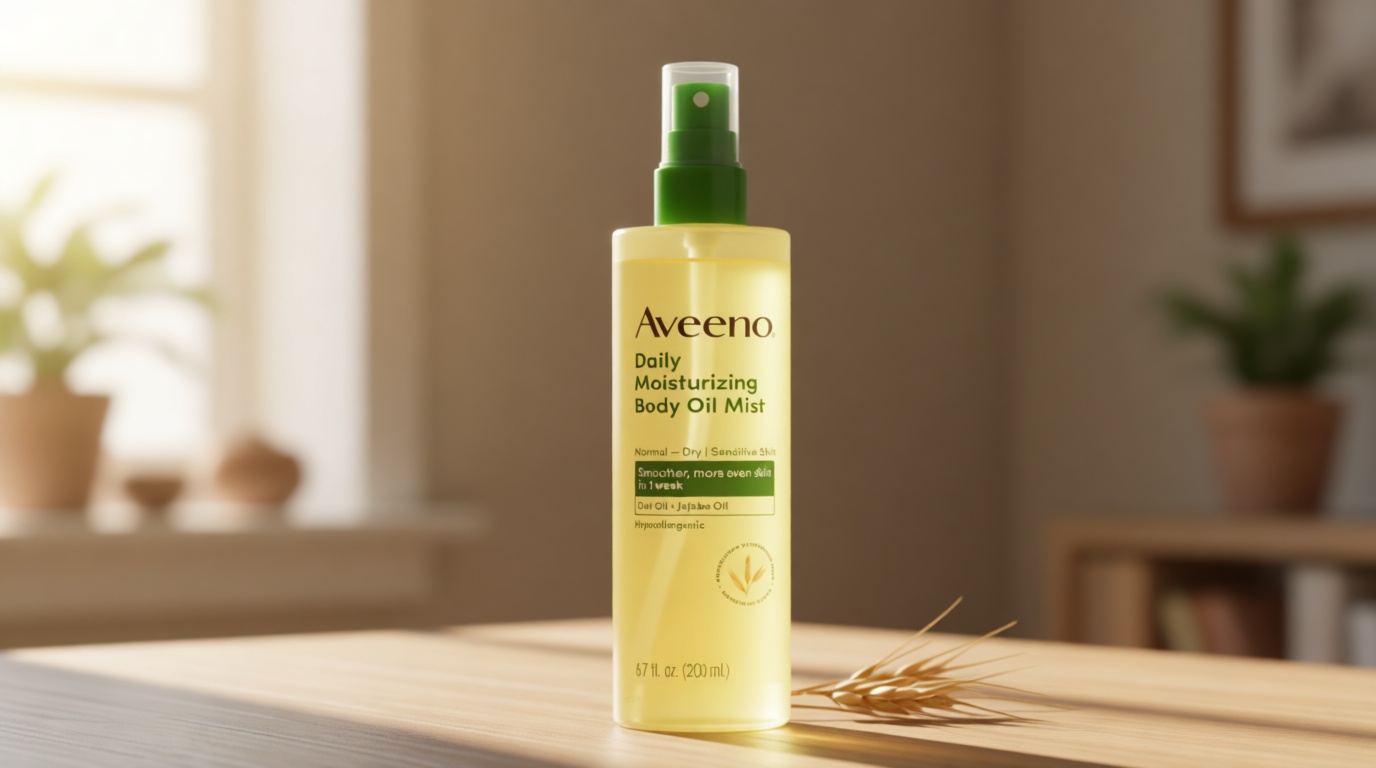 Aveeno Daily Moisturizing Body Oil Mist with Oat Oil and Jojoba Oil for Rough, Dry, Sensitive Skin, Nourishing Body Spray for Smoother, More Even Skin, Paraben- & Silicone-Free, 6.7 fl. oz