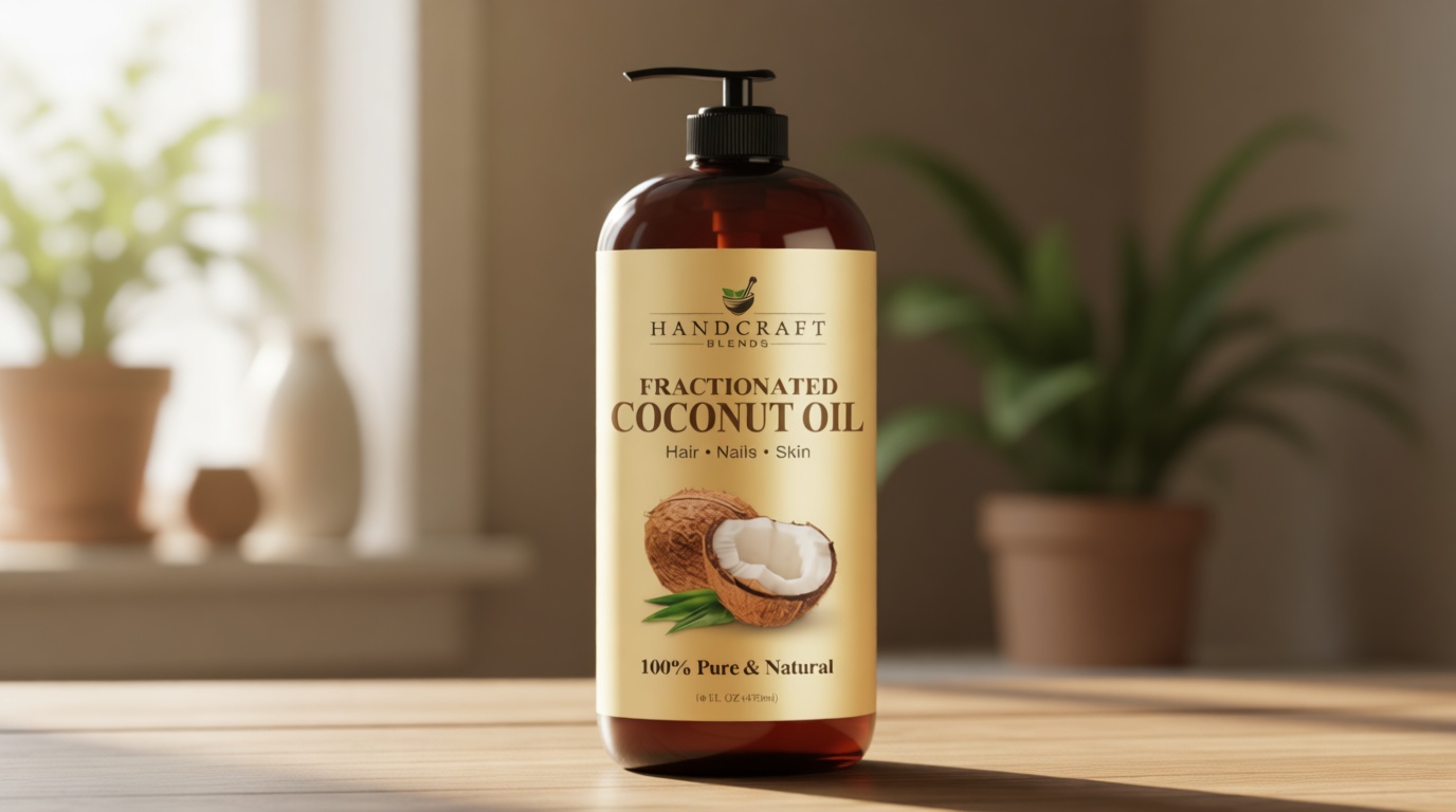 Handcraft Blends Fractionated Coconut Oil - 16 Fl Oz - 100% Pure and Natural - Premium Grade Carrier Oil for Skin, Hair and Body - Massage - Hair Tonic