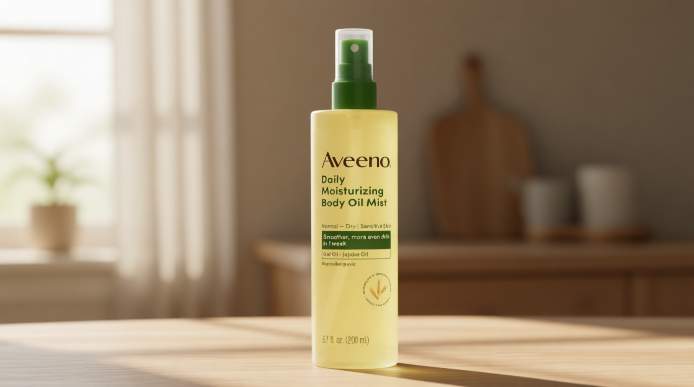 Aveeno Daily Moisturizing Body Oil Mist with Oat Oil and Jojoba Oil for Rough, Dry, Sensitive Skin, Nourishing Body Spray for Smoother, More Even Skin, Paraben- & Silicone-Free, 6.7 fl. oz