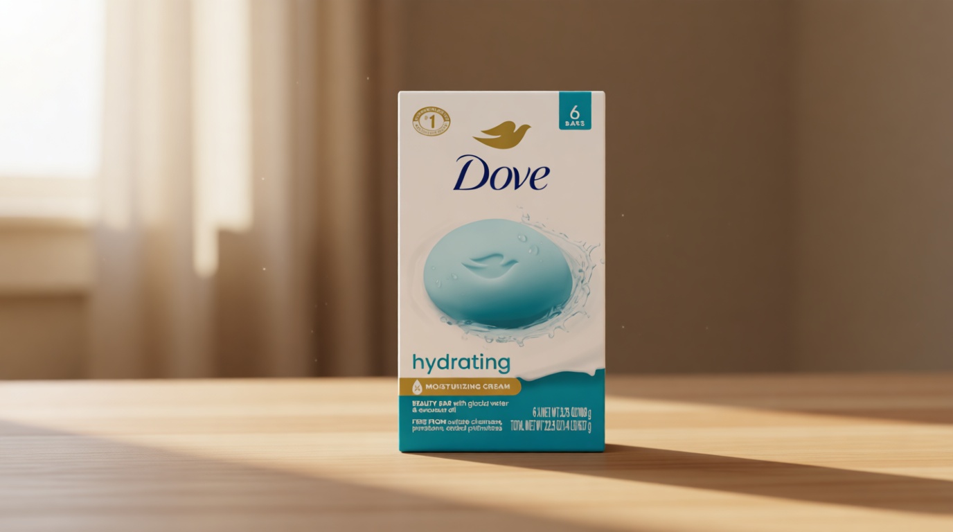 Dove Beauty Bar 6 Pack Hydrating with Glacial water & Avocado oil Cleanses & Hydrates 3.75 Oz