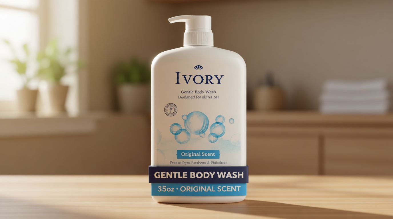 Ivory Body Wash, Designed for the Whole Family, Gentle Formula, Free of Dyes Heavy Perfumes Parabens Phthalates & Silicones, for Sensitive Skin, Designed for Skin's pH, Original Scent, 35 oz