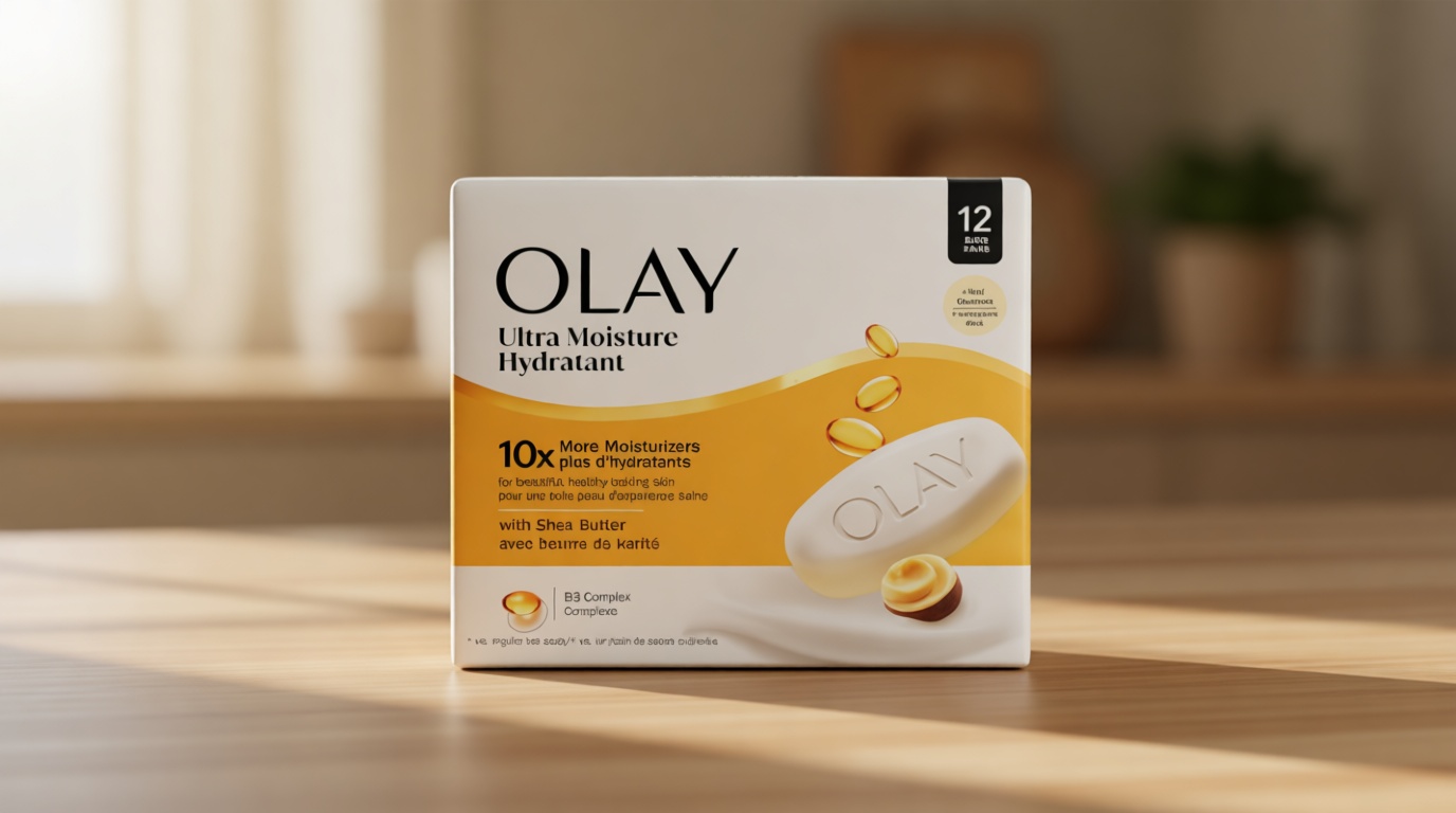 Olay Beauty Bar, Ultra Moisture,10x More Moisturizers, Nourishing Conditioners, Smooth & Gentle on Skin, Vitamin B3 Complex, For All Skin Types, Shea Butter Scent, 3.17 oz, (Pack of 12) [Amazon-developed Certification] Compact by Design