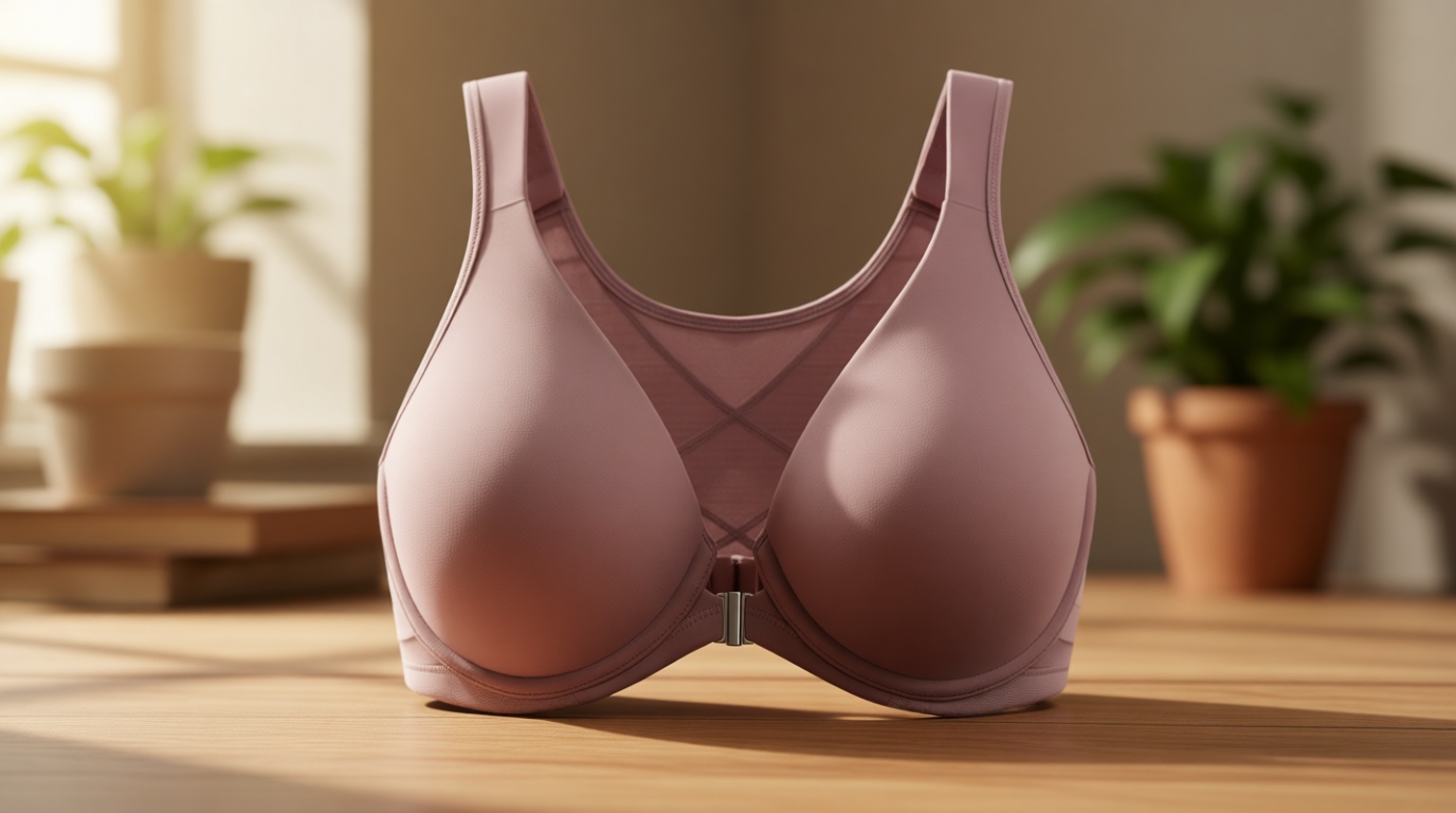 DELIMIRA Women's Front Closure Bras Posture Full Coverage Plus Size Underwire Unlined Back Support Plunge Seamless Bra B-H