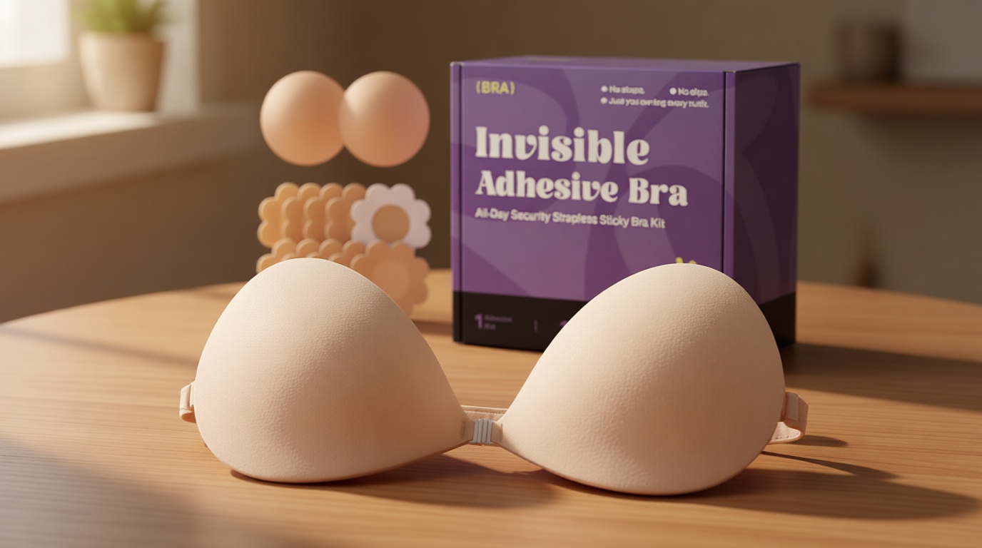 Secret Walk Invisible Strapless Sticky Bra Push up for Women, Ultra Adhesive Bra for Backless Dress, Cleavage Bra Lift Novelty Bras (D Cup, Light Beige) ClimatePartner certified