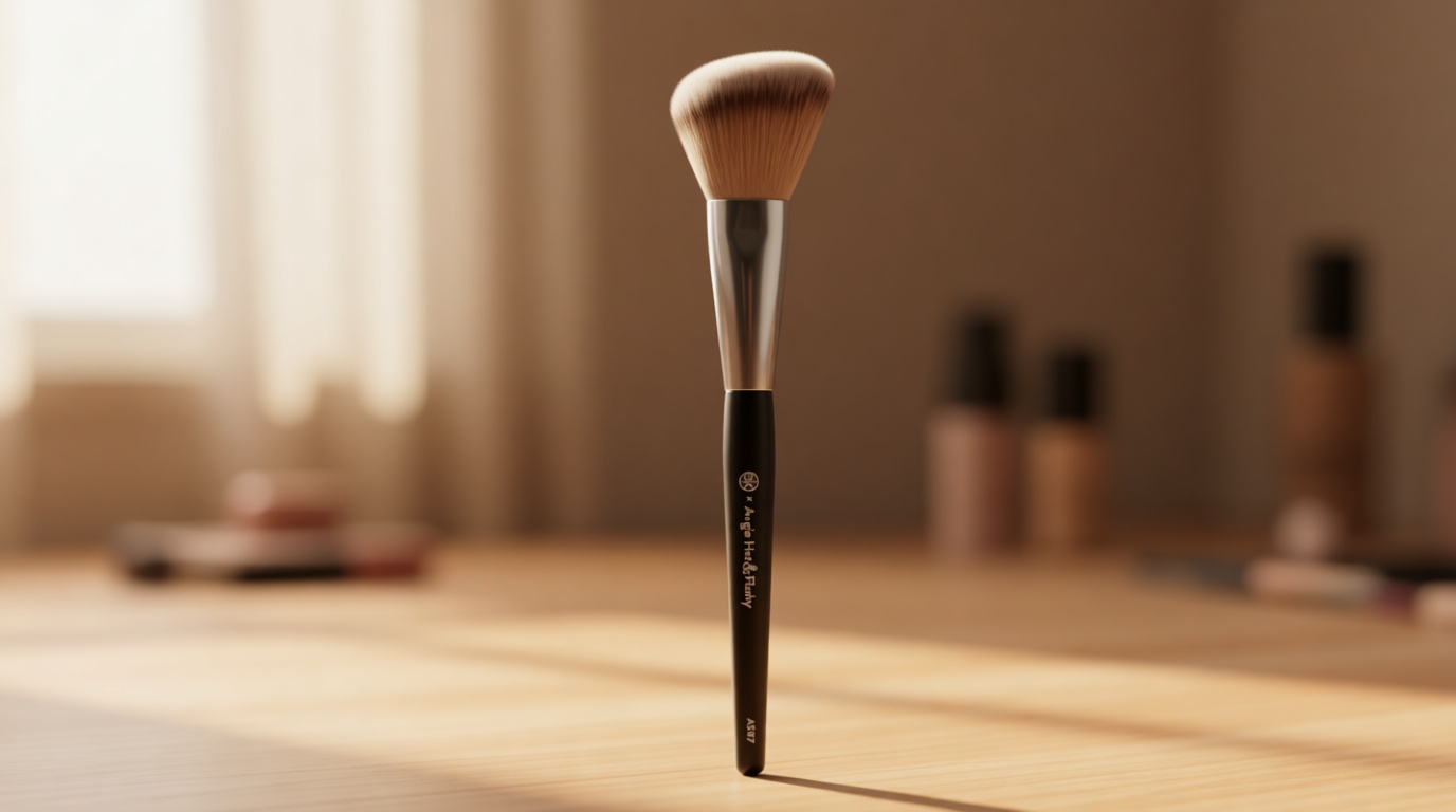 BK BEAUTY - ANGIE HOT & FLASHY A507 ANGLED BLUSH BRUSH – For Blush, Bronzer & Contour, Fluffy Angled Brush for Seamless, Streak-Free Finish