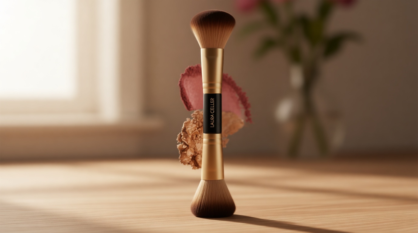 LAURA GELLER NEW YORK Cosmetic Professional Makeup Brushes - Cruelty-Free - 09 Dual-Ended Blush and Bronzer Brush