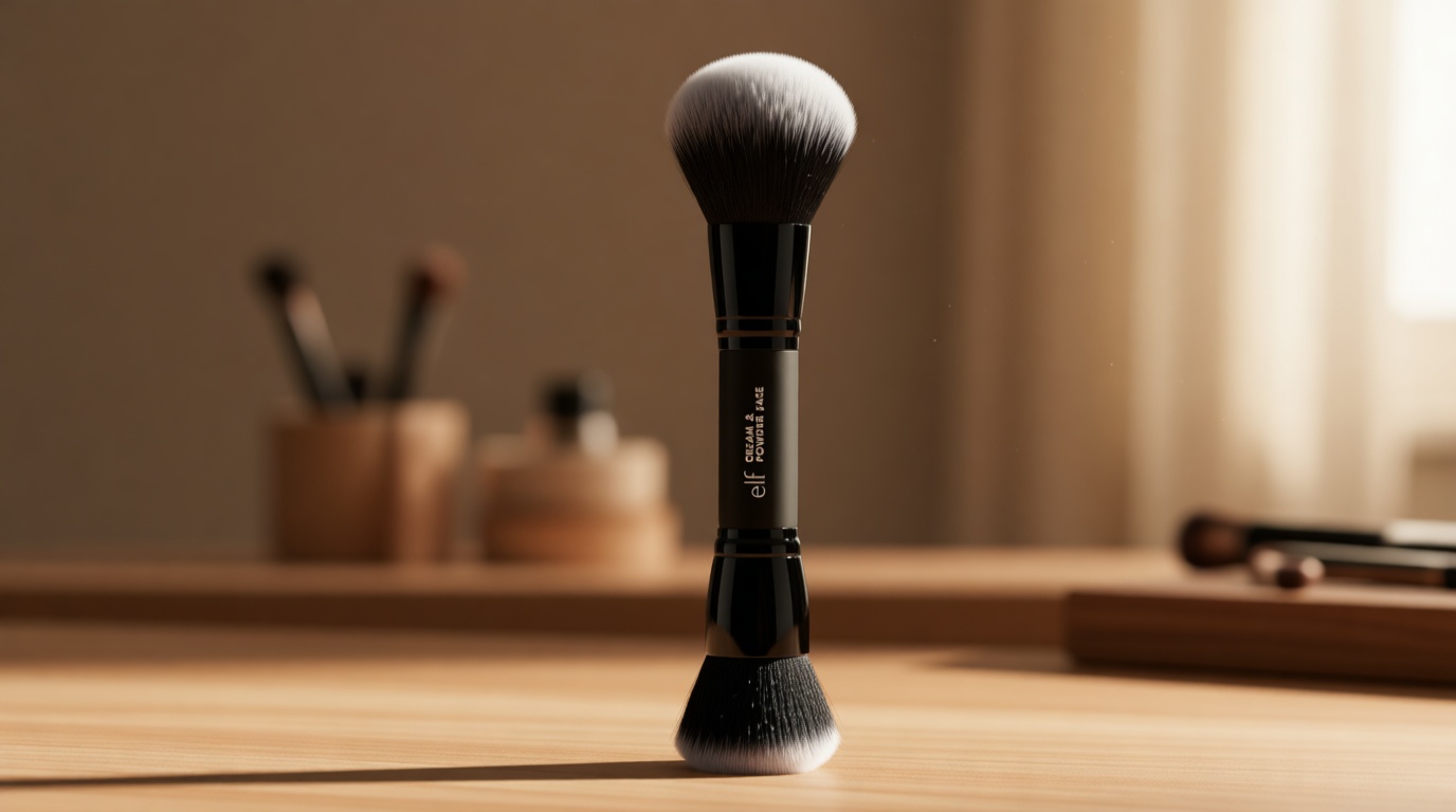 e.l.f. Dual-Ended Cream + Powder Brush, Two-in-One Makeup Brush For Creating A Gorgeous, Airbrushed-looking Complexion, Vegan & Cruelty-free