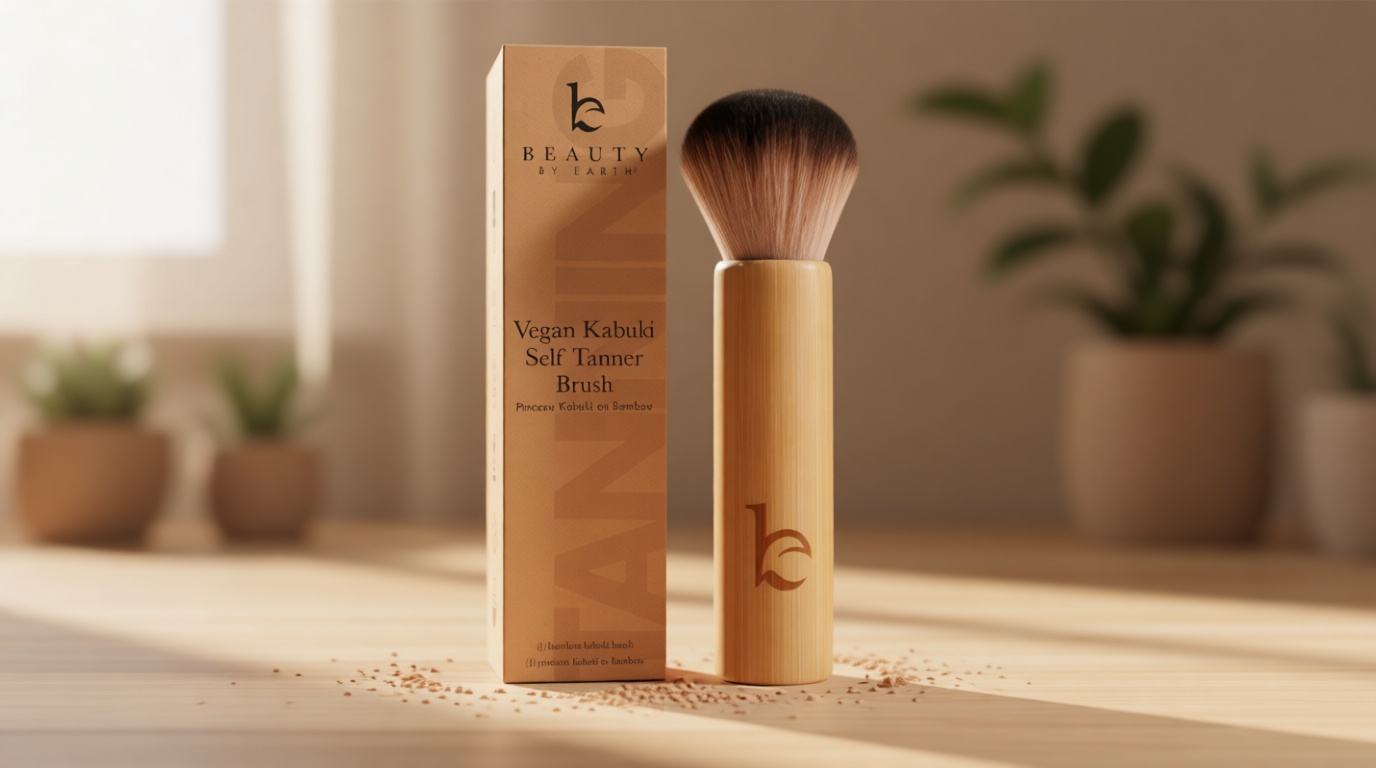 Kabuki Brush for Face - Ultra Soft Bronzer Brush for Blush, Loose Powder, Powder and Liquid Foundation & Self Tanner, Travel Friendy Makeup Blending Tool, Gentle on Skin
