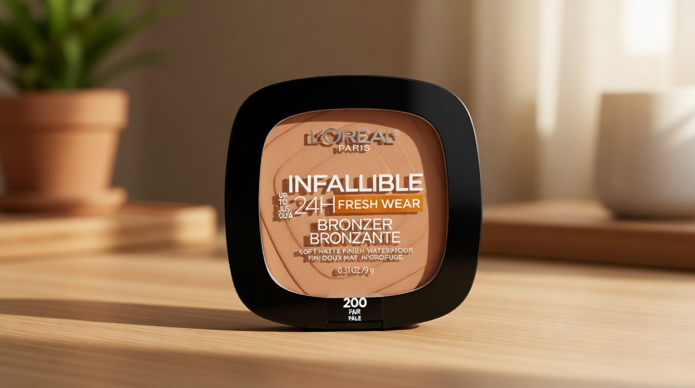 L'Oreal Paris Infallible Up to 24H Fresh Wear Soft Matte Longwear Bronzer. Waterproof, heatproof, transfer, humidity and sweatproof, Fair, 0.31 oz