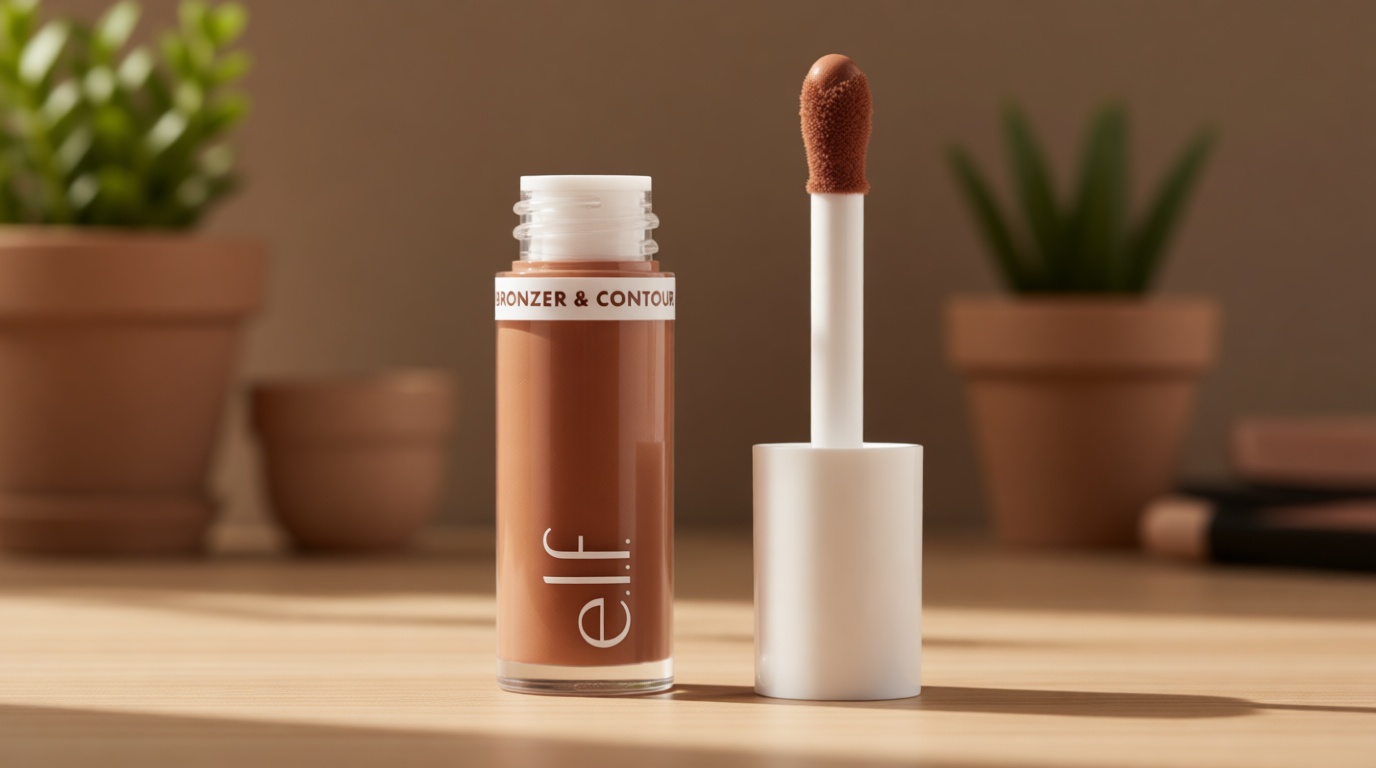 e.l.f. Camo Liquid Bronzer & Contour, Silky Pigmented Formula, Long-Lasting Glow for A Sun-Kissed, Sculpted Finish, Vegan & Cruelty-Free, 2 Fair/Light