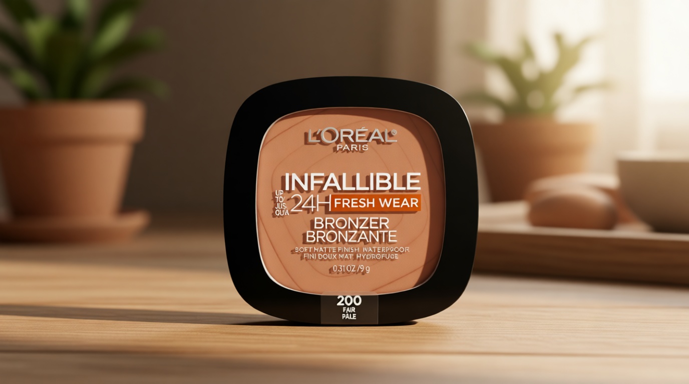 L'Oreal Paris Infallible Up to 24H Fresh Wear Soft Matte Longwear Bronzer. Waterproof, heatproof, transfer, humidity and sweatproof, Fair, 0.31 oz
