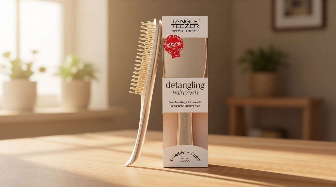 Tangle Teezer Chrome Ultimate Detangler Brush for Wet & Dry Hair, Eliminates Knots & Reduces Breakage for Straight to Curly Hair Types, Champagne Gold