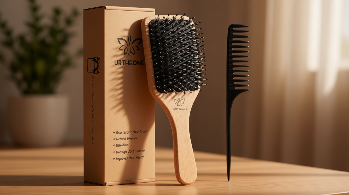 Hair Brush Boar Bristle Hairbrush for Thick Curly Thin Long Short Wet or Dry Hair Adds Shine and Makes Hair Smooth, Best Paddle Hair Brush for Men Women Kids