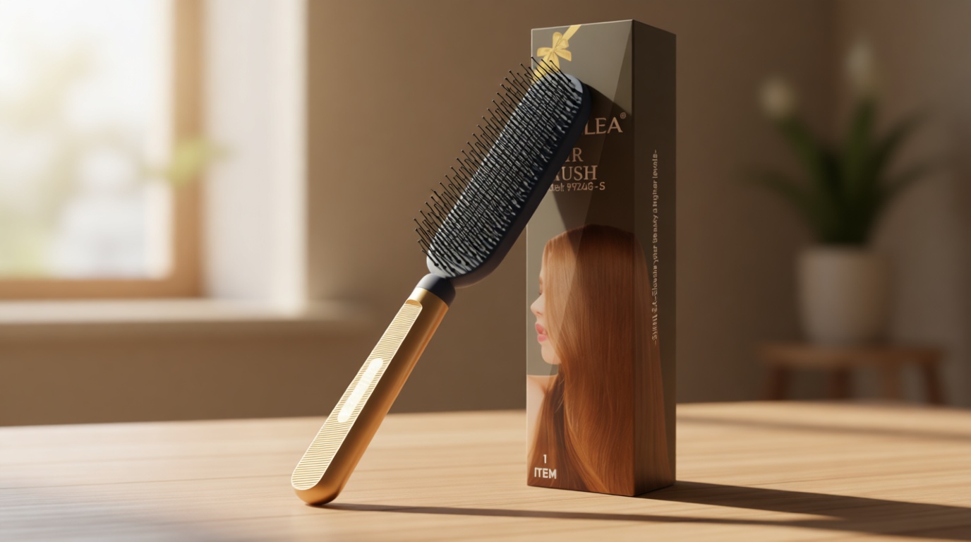 SHINLEA Slim Hair Brush for Fine Thin Thick Hair, Soft Double Nylon Bristles for Deep Detangling & Massage, Metal-Infused Luxury Gold Handle, Gift for Women Men Kids