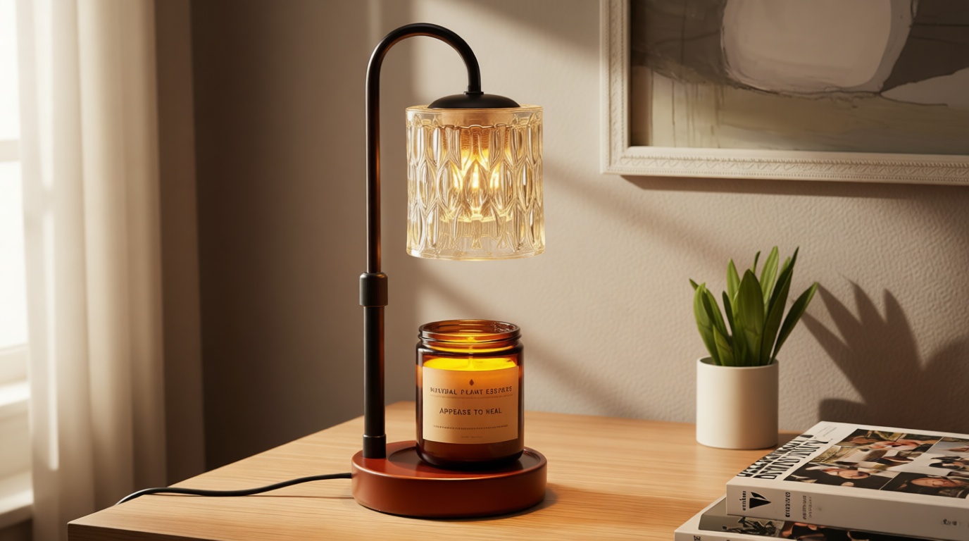 Briever Dimmable Candle Warmer Lamp with Timer, Height Adjustable Electric Candle Wax Warmer, Christmas Birthday Gifts for Women Mom, House Warming Gifts New Home Room Decor, Walnut Solid Wood Base