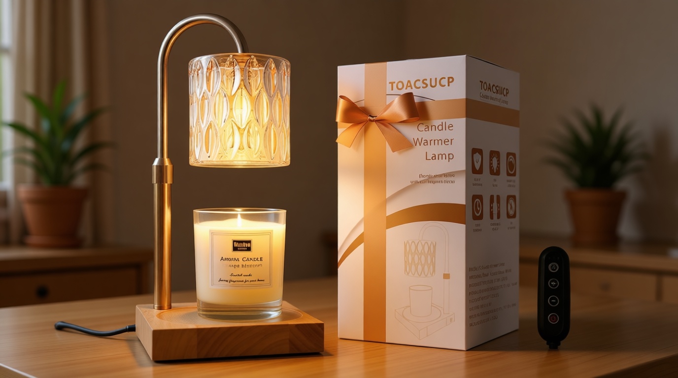 Candle Warmer Lamp with 3 Bulbs, Adjustable Height Dimmable Candle Warmer with Timer, Candle Lamp with Charming Gift Box Ribbon,Birthday Gifts for Women Mom, House Warming Gifts New Home Decor
