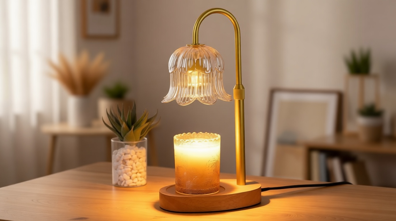 CRMILL Candle Warmer Lamp Electric Timer - Candles Warming Light Height Adjustable Dimmable Warmers Flower Lamps No Flame Heat Warm Melt Wax Jar Modern Home Decor Table Lights for Home Living Bedroom