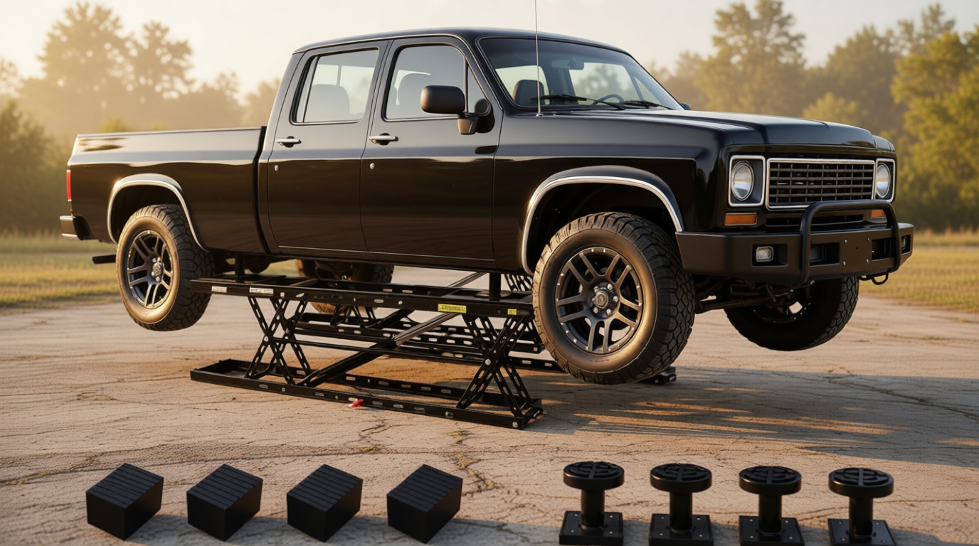 Albott 8000 LBS Portable Car Lift, Heavy-Duty Q355B Steel Construction Vehicle Lift, 25–30s Fast Cycle, Adjustable Height up to 27.4", Locking Levers & Extension Plate, Home Garage Use