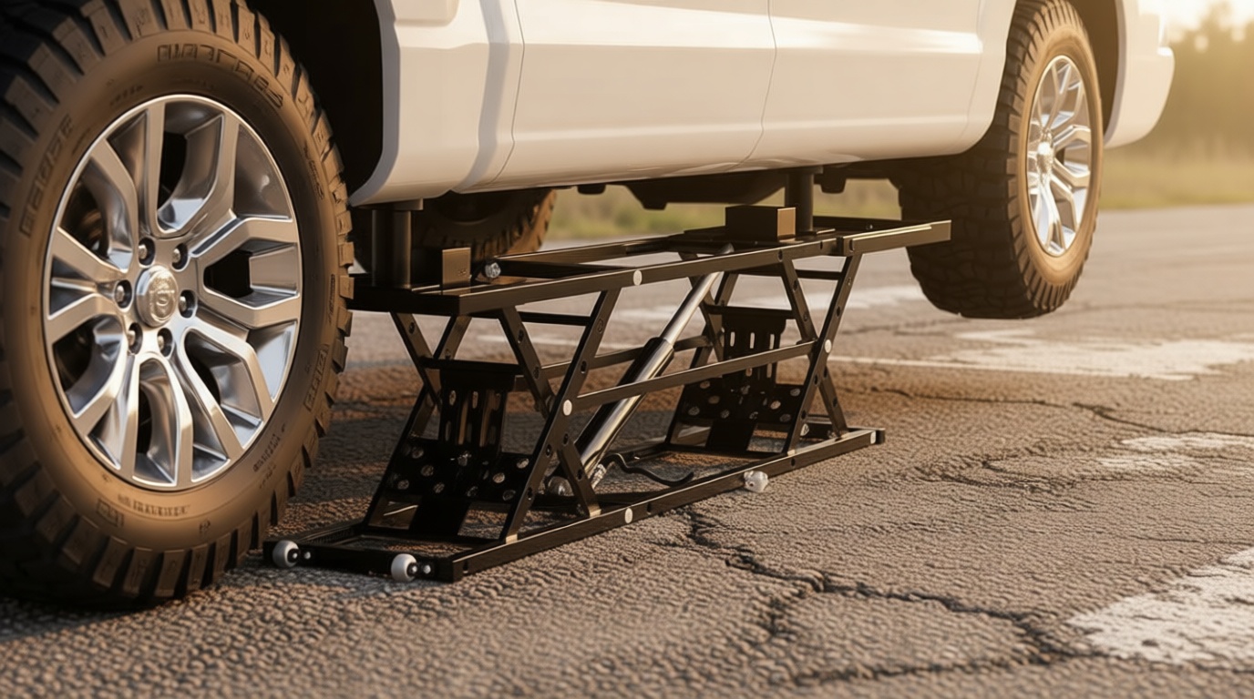 7000LBS Portable Car Lift for Trucks SUV Sedan, Heavy Duty Scissor Lift Jack with Safety Lock, Adjustable Height 6.26"-27", Hydraulic Vehicle Lifting System with Extension Plates