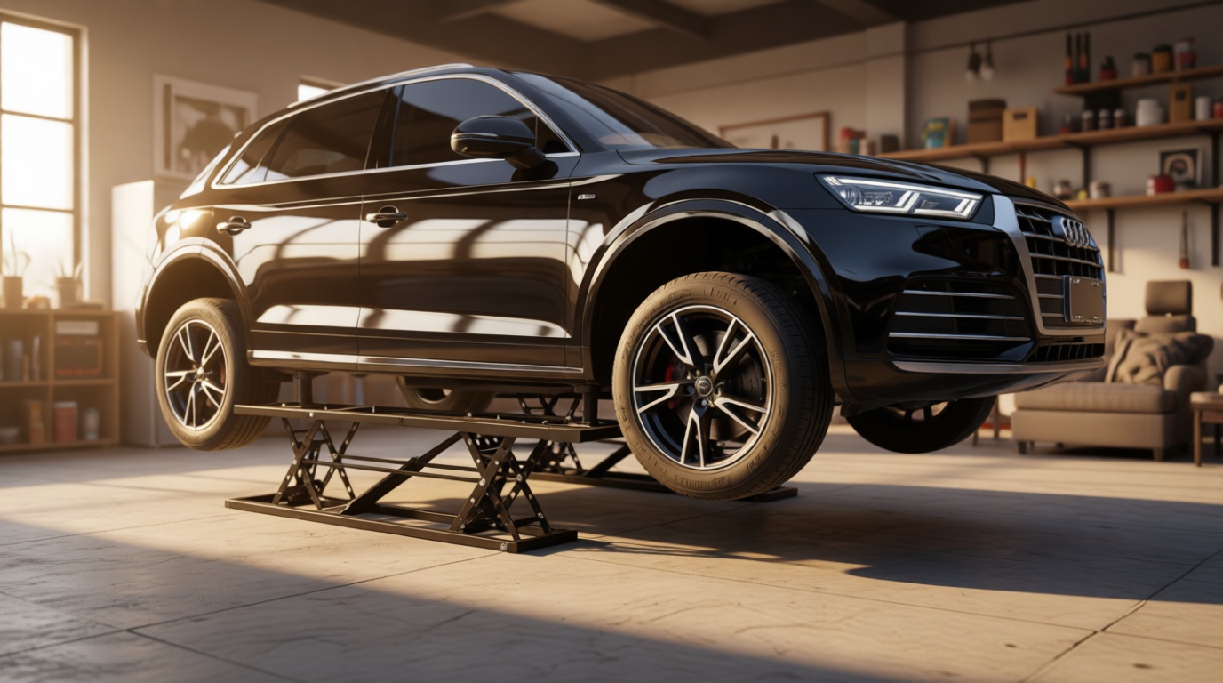 Albott 7000 LBS Portable Car Lift, Heavy Duty Quick Jack with 28" Max Height, Locking Levers & Wheels, 25–30s Fast Cycle, Adjustable Scissor Lift for Cars, SUVs, Light Trucks, Garage or Shop Use