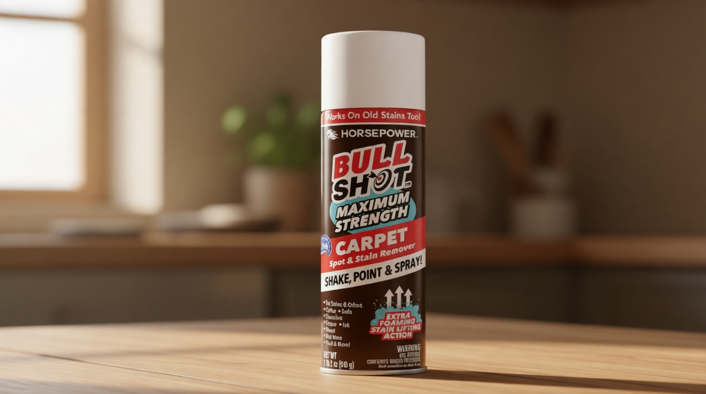 Horsepower Bull Shot MAX Strength Carpet Spot & Stain Remover, AS-SEEN-ON-TV, Made In US, Just Point & Spray, Stain-Lifting Foam Action, Coffee, Wine, New & Old Stains & More