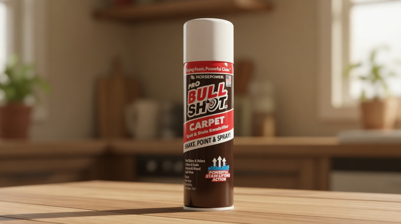 Horsepower Bull Shot Carpet Spot & Stain Remover, AS SEEN ON TV, Made In USA, Just Point & Spray, Stain-Lifting Foam-Action, Coffee, Soda, Wine, Grease, New & Old Stains & More