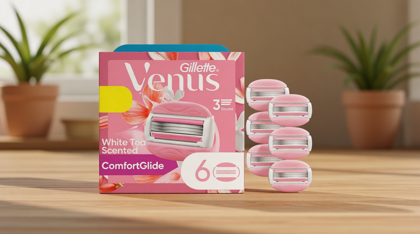 Gillette Venus ComfortGlide White Tea Women's Razor Blades, 3-Blade Razor Refills, 6 Count