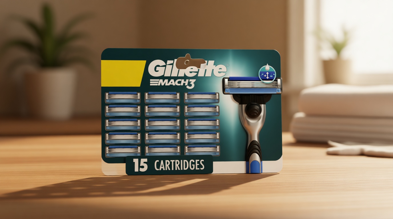Gillette Mach3 Razor Blades for Men, 3-Blade Razor Refills, 15 Count