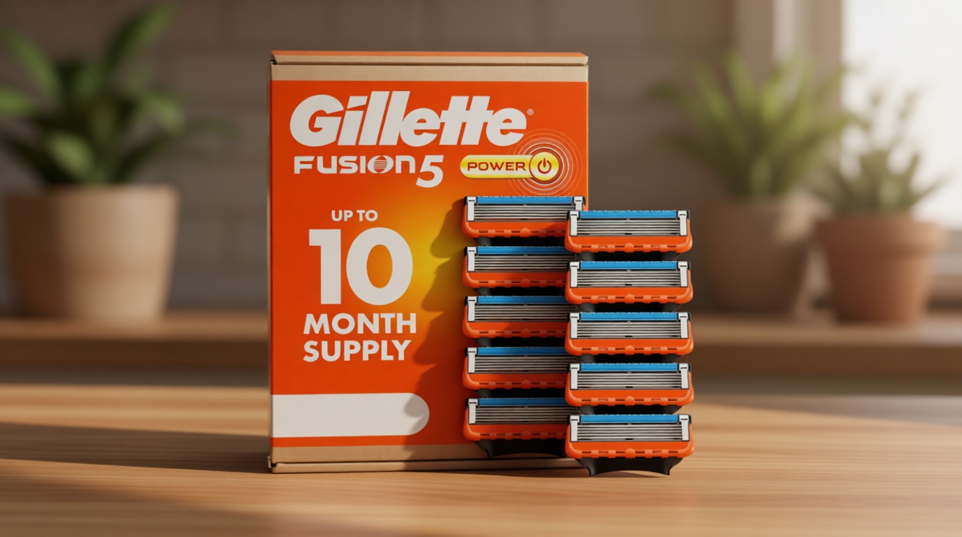 Gillette Fusion5 Power 5-Blade Razor Blade Refills for Men with Precision Trimmer, 10 Count