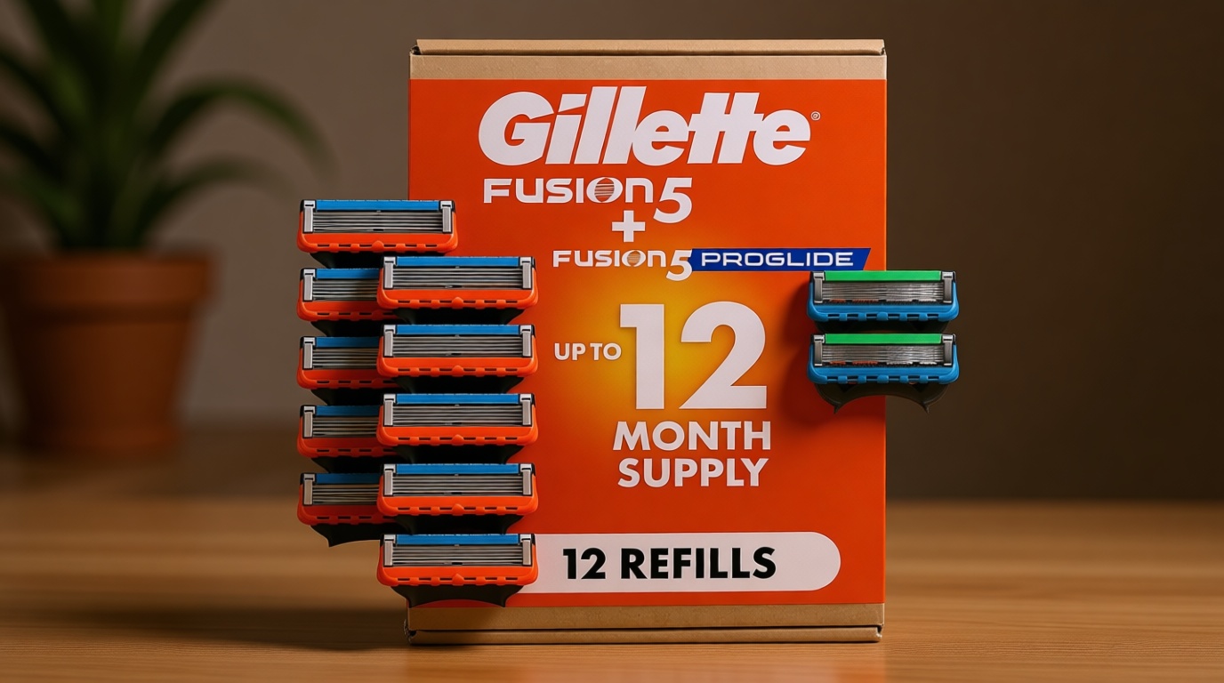 Gillette Fusion5 and ProGlide Men's Razor Blade Refills, 5-Blade Cartridges, Variety Pack, 12 Count