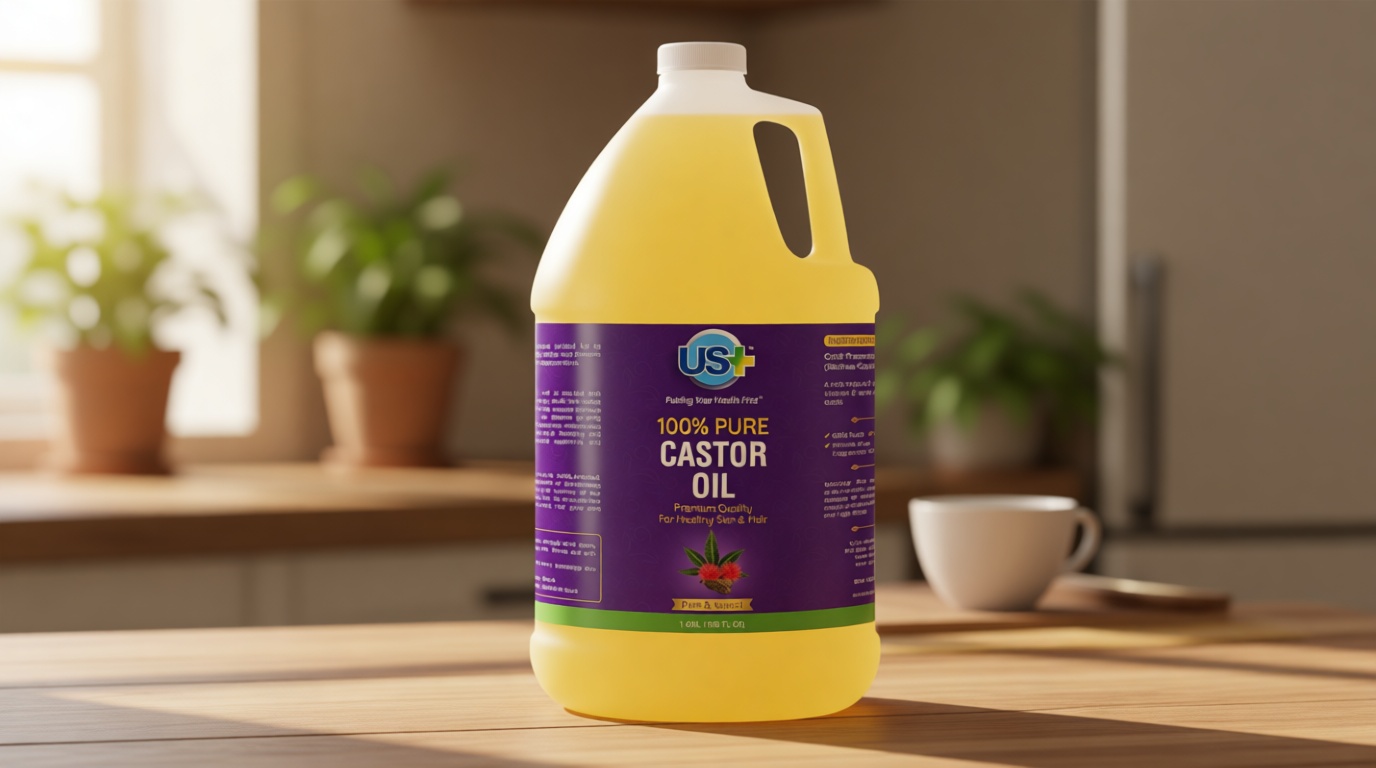 100% Pure Castor Oil - Cold-pressed, Unrefined, Hexane-free - Premium Quality - USP Grade (1 Gallon)