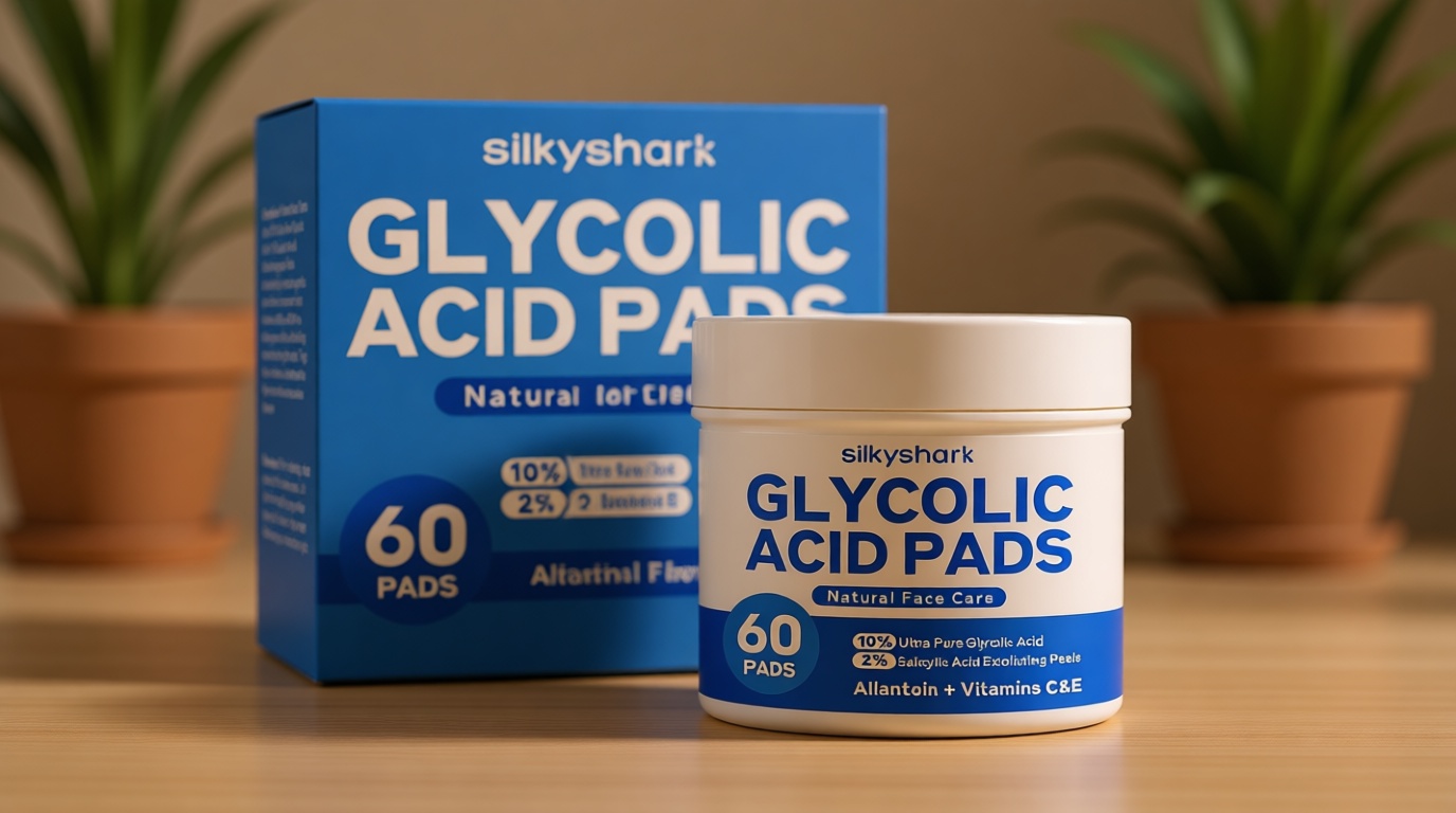 SilkyShark Glycolic Acid Resurfacing Pads (60 Count), 10% Ultra Pure + 2% Salicylic Acid, Exfoliating Peel Pads for Face, Effective Chemical Peel, Radiant Skin Renewal