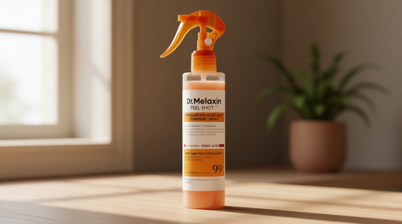 Dr.Melaxin Body Keratin Care Kojic Acid Turmeric Spray with AHA & PHA, Gentle Body Brightening & Exfoliating Peeling Solution for Dead Skin Cells & Texture, Korean Skincare, 6.76 fl.oz