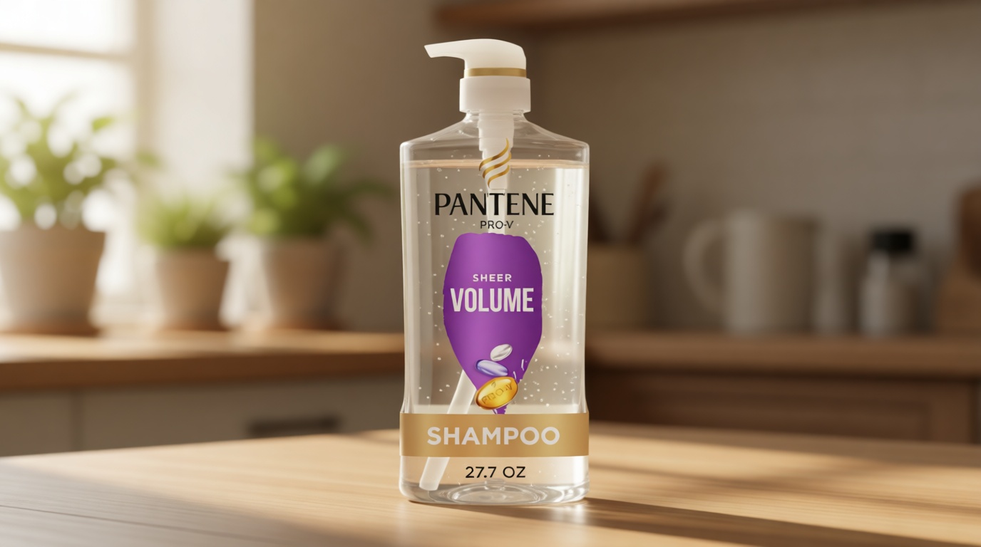 Pantene Shampoo, Sheer Volume - 72-Hour Fullness, Lightweight Nourishment with Pro-Vitamin B5 + Antioxidants, Fine, Thin, Color-Treated Hair, Paraben Free, Remove Build Up for Body & Shine, 27.7 Fl Oz