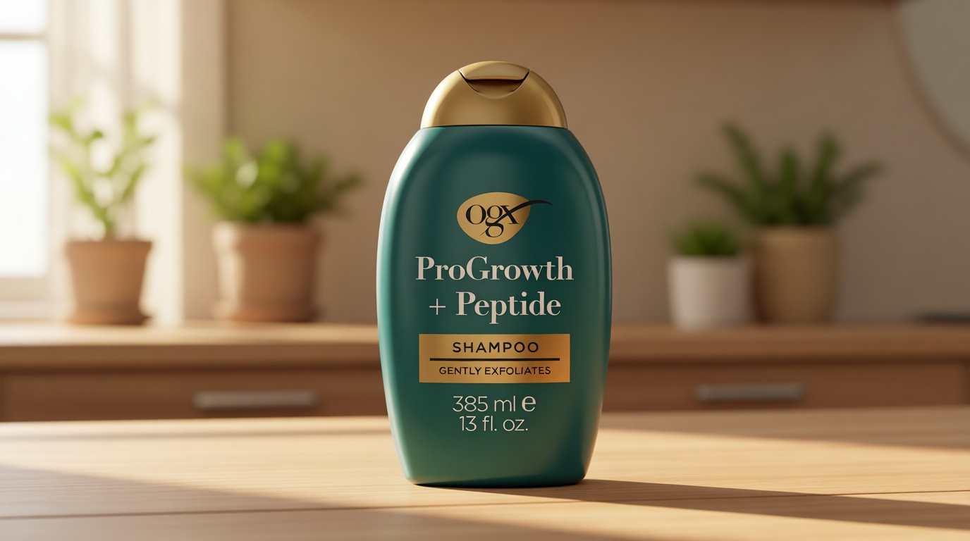 OGX ProGrowth + Peptide Clarifying Shampoo, Gentle Exfoliating Scalp Shampoo Supports Natural Hair Growth by Removing Scalp Build-Up, 1.5% Mandelic Acid, 13 fl. oz