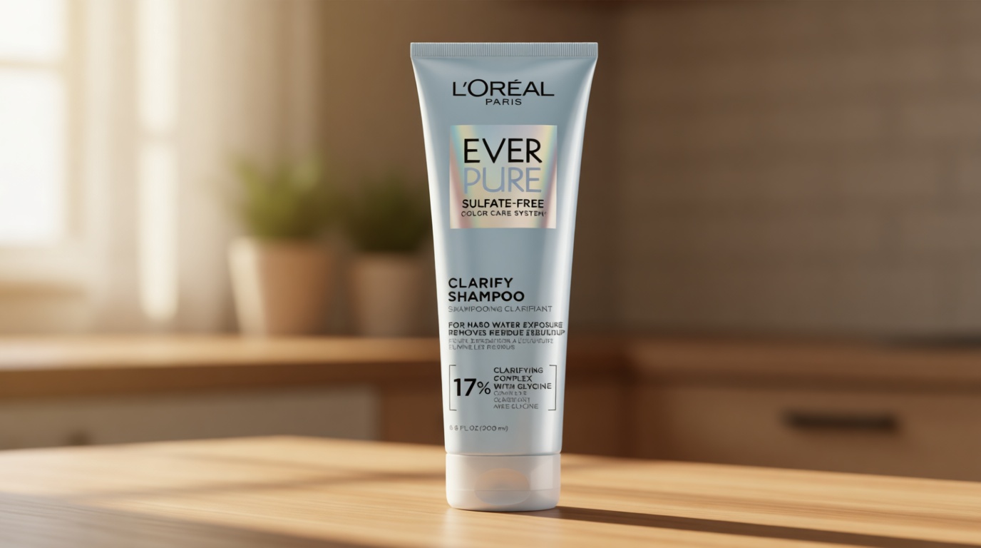 L'Oreal Paris Clarify Sulfate Free Shampoo with Antioxidants, Clarifying Shampoo for Hard Water Exposure and Styling Build-up, EverPure, 6.8 Fl Oz