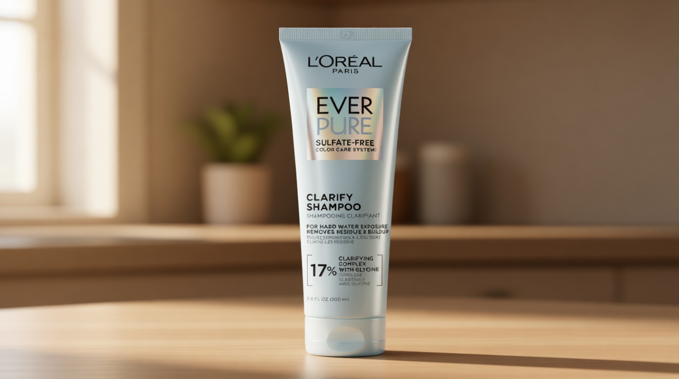 L'Oreal Paris Clarify Sulfate Free Shampoo with Antioxidants, Clarifying Shampoo for Hard Water Exposure and Styling Build-up, EverPure, 6.8 Fl Oz