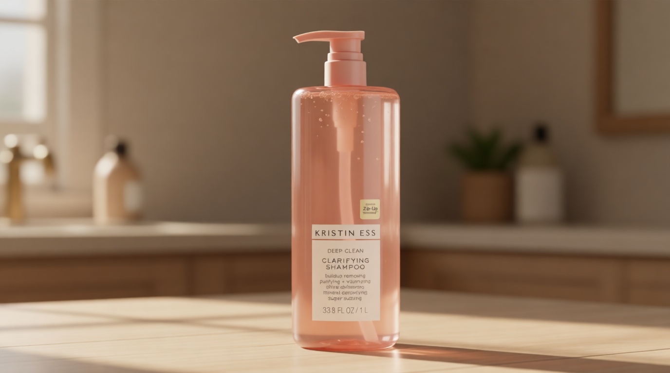 Kristin Ess Clarifying Detox Shampoo for Oily Hair, Build Up + Hard Water - Anti Residue Purifying + Cleansing Shampoo with Pump - Volumizing -Sulfate Free, Color Safe + Vegan - Curly Product- 33.8oz