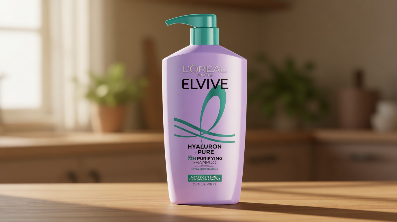 L'Oreal Paris Elvive Hyaluron + Pure 72H Purifying Shampoo for Oily Hair, Clarifying Shampoo with Salicylic Acid and Hyaluronic Acid, 28 Fl Oz