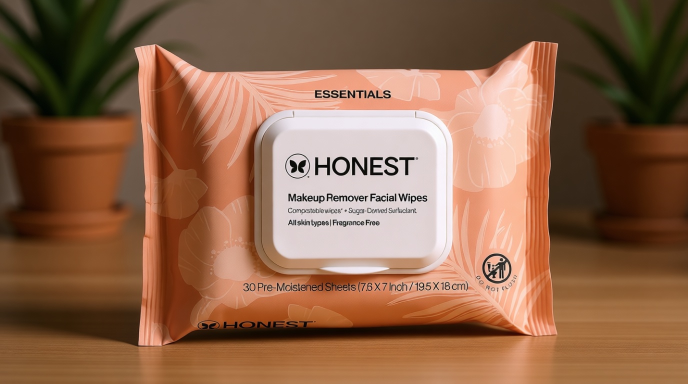 Honest Beauty Fragrance Free Cleansing Makeup Remover Facial Wipes | Plant Based, Hypoallergenic, Gentle for Sensitive Skin | 30 Count