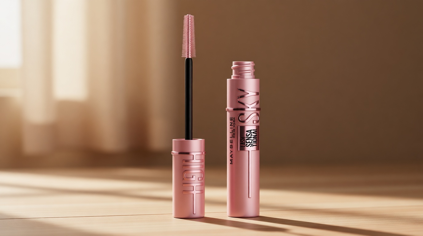 Maybelline Lash Sensational Sky High Washable Mascara Makeup, Volumizing, Lengthening, Defining, Curling, Multiplying, Buildable Formula, Blackest Black, 1 Count
